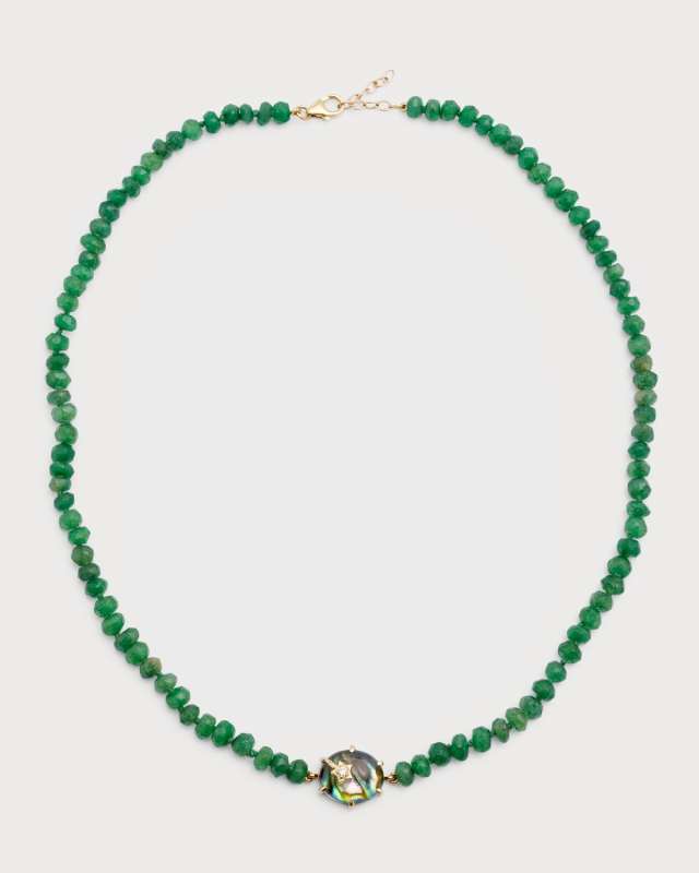 Mini Galaxy Emerald Beaded Necklace